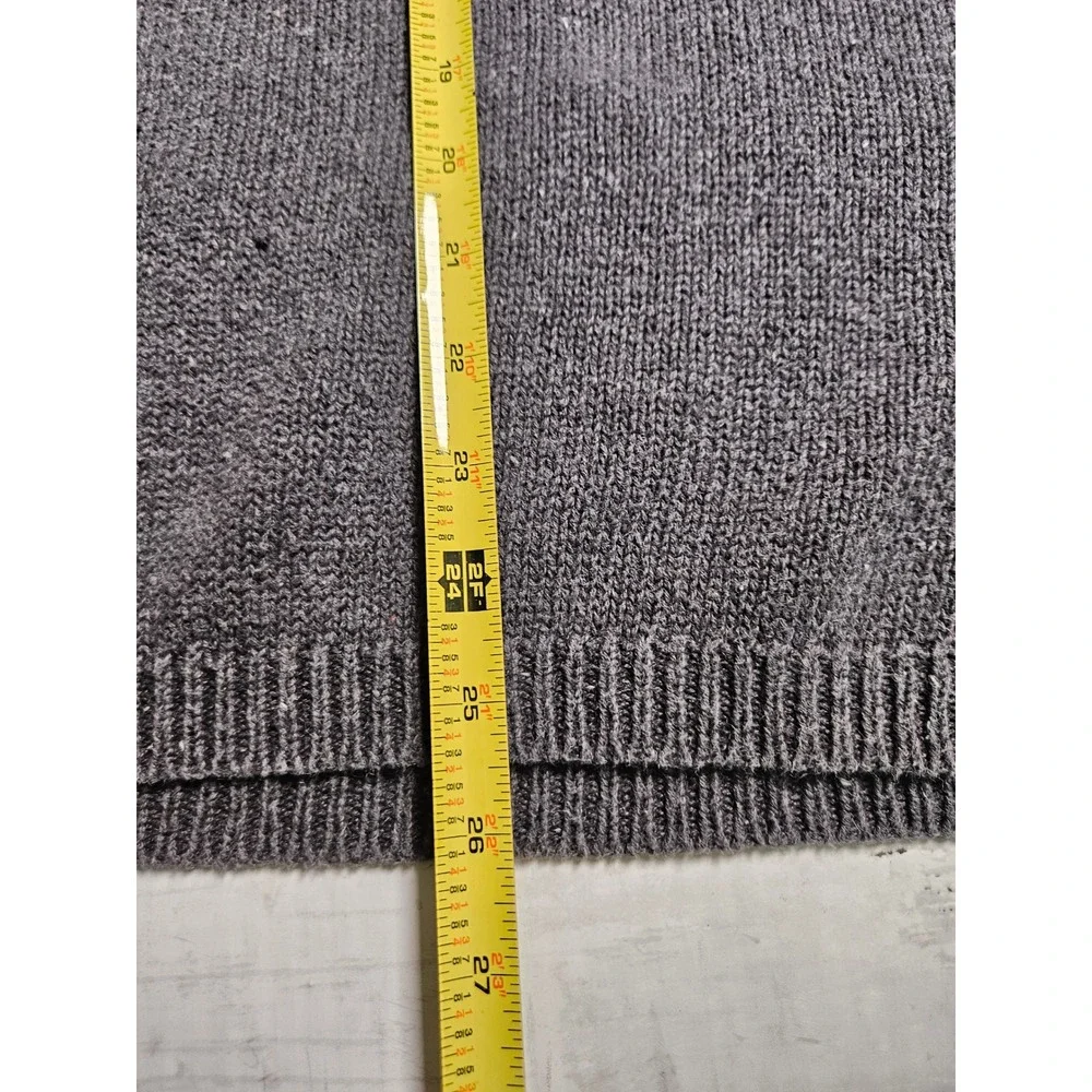 Matt Morgan‎ Mens Gray V-Neck Sweater Vest Ramie Cotton Knit Striped Trim Large